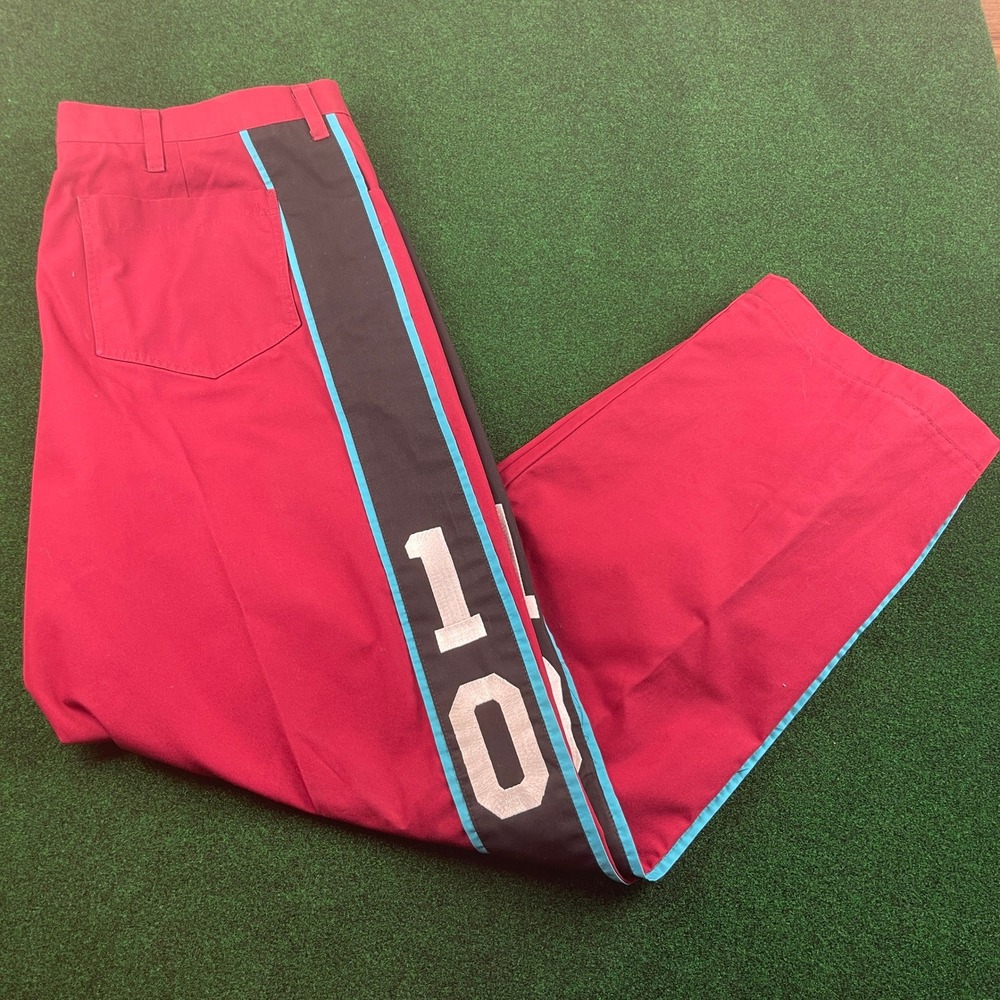 Vintage Red Track Pants 10 Graphic‎ Side Stripe Athletic Casual